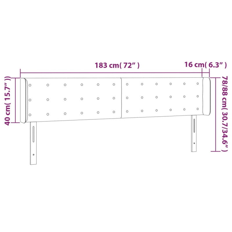 Zagłówek do łóżka z LED, taupe, 183x16x78/88 cm, tkanina