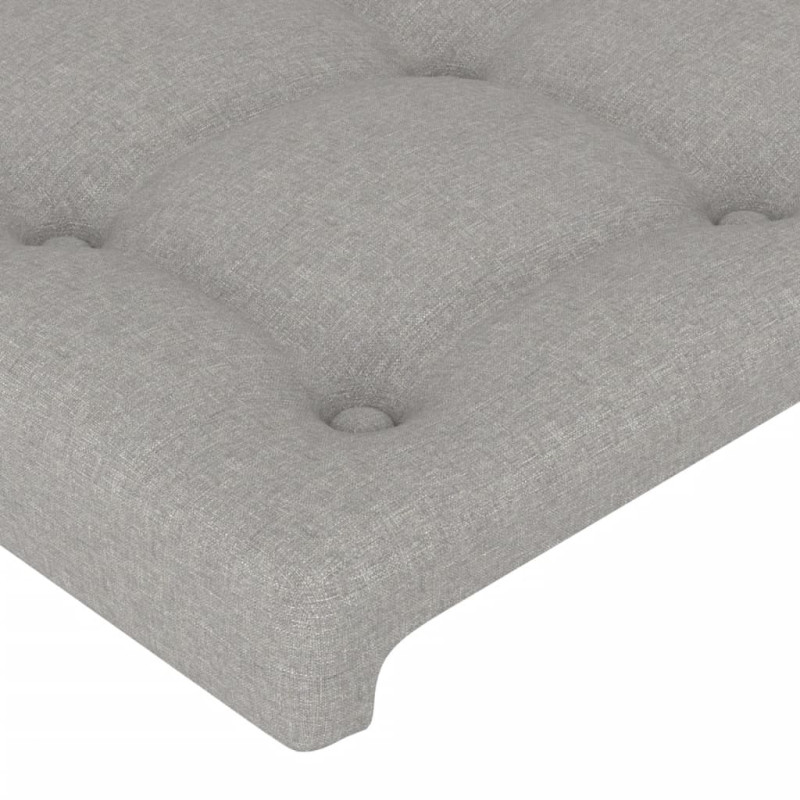 Zagłówek do łóżka z LED, jasnoszary, 103x16x78/88 cm, tkanina