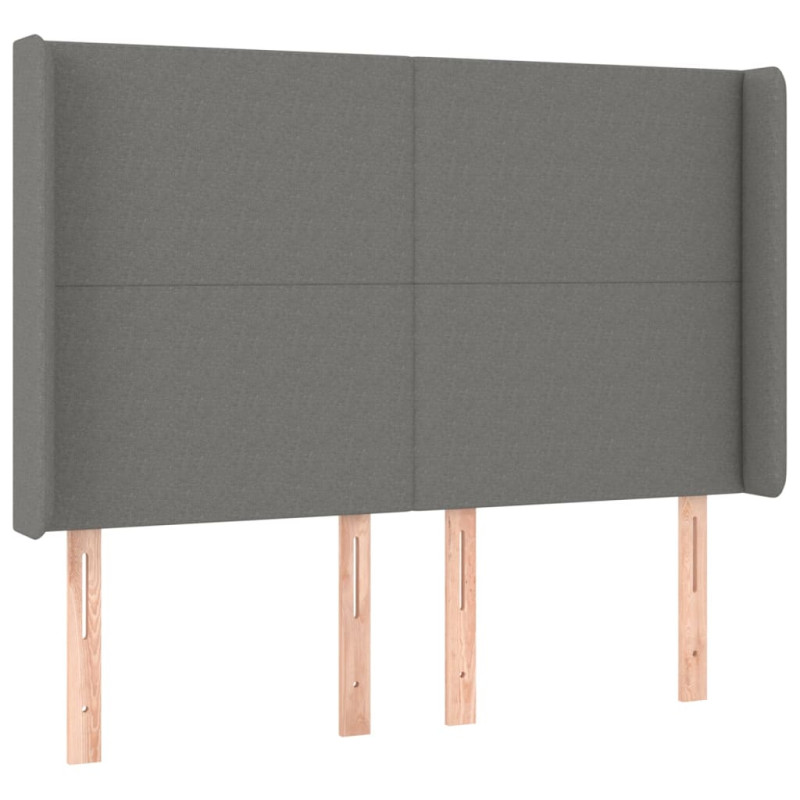 Zagłówek do łóżka z LED, ciemnoszary, 147x16x118/128cm, tkanina