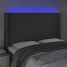 Zagłówek do łóżka z LED, ciemnoszary, 147x16x118/128cm, tkanina