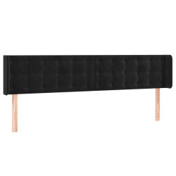 Zagłówek do łóżka z LED, czarny, 203x16x78/88 cm, aksamit