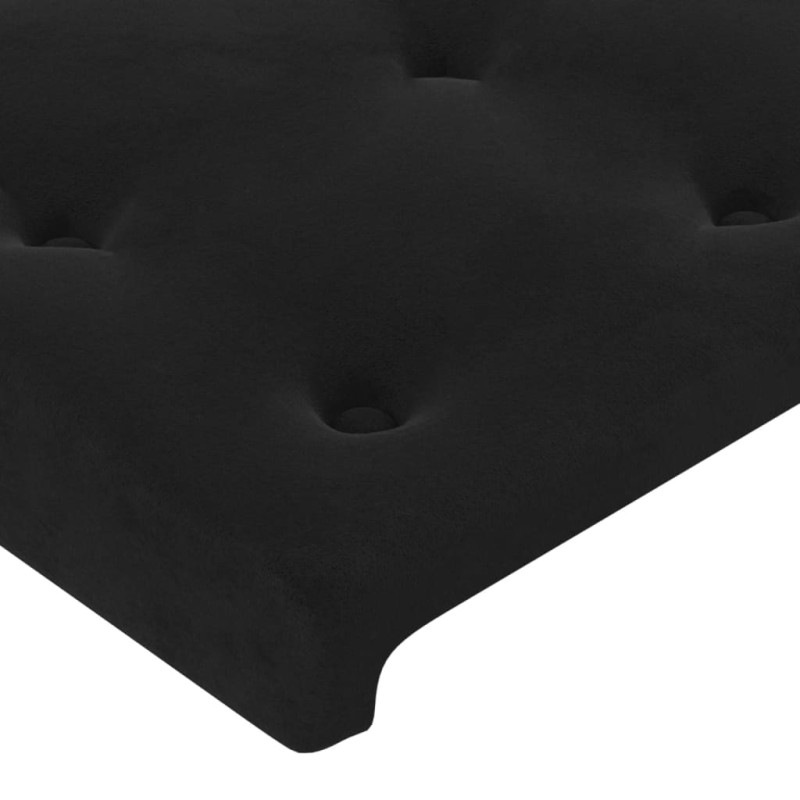 Zagłówek do łóżka z LED, czarny, 203x16x78/88 cm, aksamit