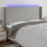 Zagłówek do łóżka z LED, jasnoszary, 203x16x118/128 cm, tkanina