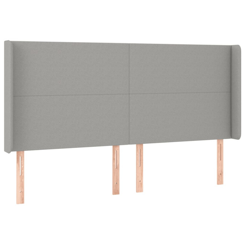 Zagłówek do łóżka z LED, jasnoszary, 203x16x118/128 cm, tkanina