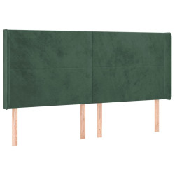 Zagłówek do łóżka z LED, ciemnozielony 203x16x118/128cm aksamit
