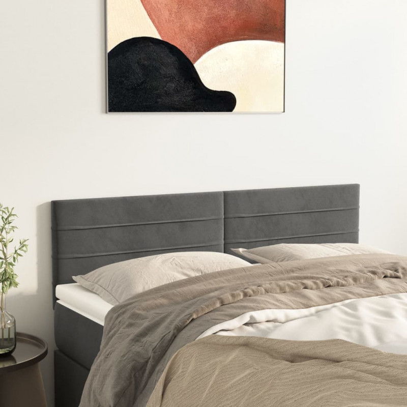 Zagłówki do łóżka, 2 szt., ciemnoszare, 72x5x78/88 cm, aksamit