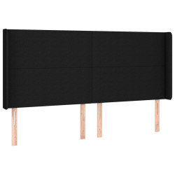Zagłówek do łóżka z LED, czarny, 183x16x118/128 cm, tkanina