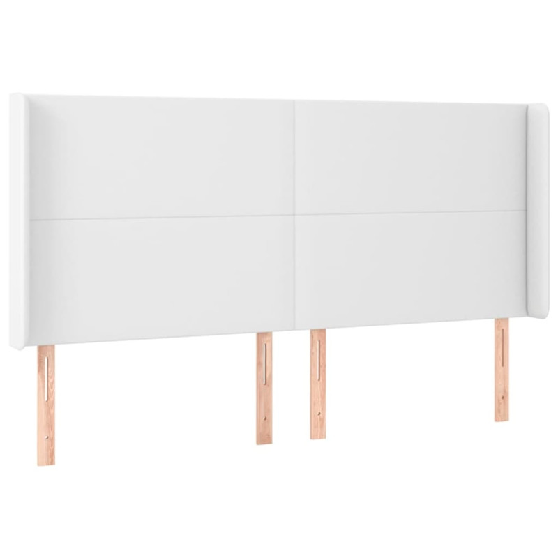 Zagłówek do łóżka z LED, biały, 203x16x118/128cm sztuczna skóra