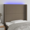 Zagłówek do łóżka z LED, taupe, 93x16x118/128 cm, tkanina