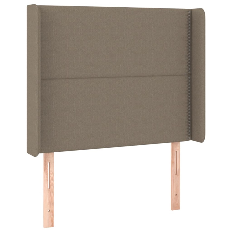 Zagłówek do łóżka z LED, taupe, 93x16x118/128 cm, tkanina