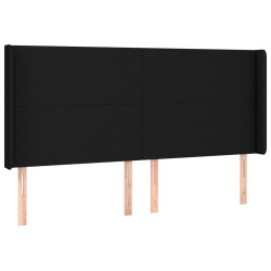 Zagłówek do łóżka z LED, czarny, 203x16x118/128 cm, tkanina