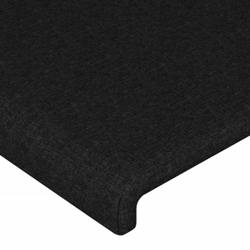 Zagłówek do łóżka z LED, czarny, 203x16x118/128 cm, tkanina