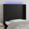 Zagłówek do łóżka z LED, czarny 83x16x118/128 cm sztuczna skóra