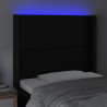 Zagłówek do łóżka z LED, czarny 83x16x118/128 cm sztuczna skóra