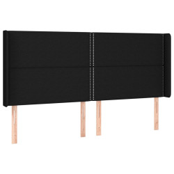 Zagłówek do łóżka z LED, czarny, 183x16x118/128 cm, tkanina