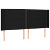 Zagłówek do łóżka z LED, czarny, 183x16x118/128 cm, tkanina
