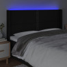 Zagłówek do łóżka z LED, czarny, 183x16x118/128 cm, tkanina