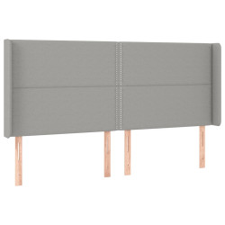 Zagłówek do łóżka z LED, jasnoszary, 203x16x118/128 cm, tkanina