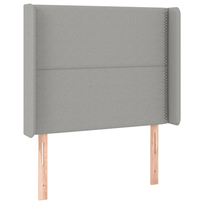 Zagłówek do łóżka z LED, jasnoszary, 83x16x118/128 cm, tkanina