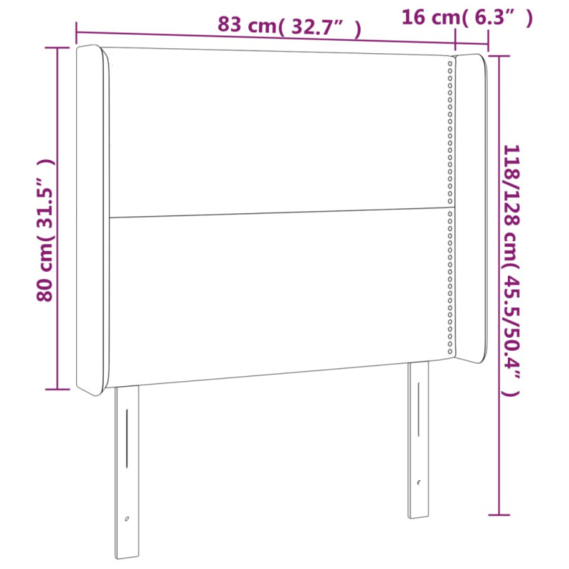Zagłówek do łóżka z LED, jasnoszary, 83x16x118/128 cm, tkanina