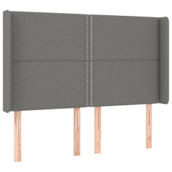 Zagłówek do łóżka z LED, ciemnoszary, 147x16x118/128cm, tkanina