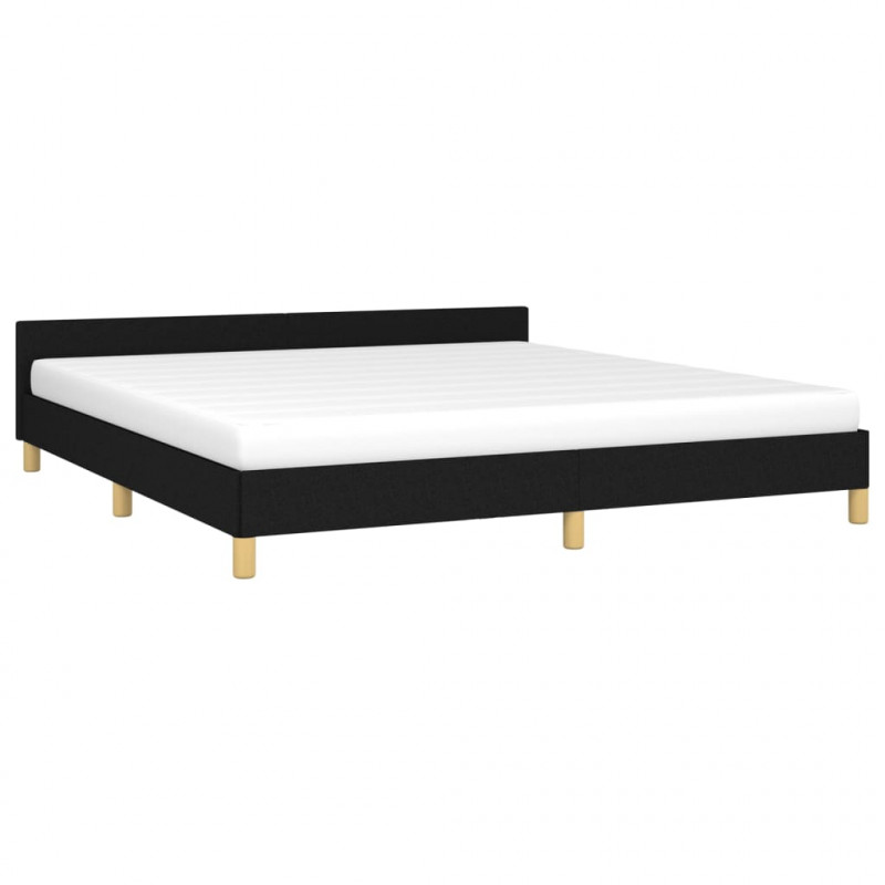 Rama łóżka bez materaca, czarna, 160x200 cm, obita tkaniną
