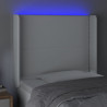 Zagłówek do łóżka z LED, biały, 93x16x118/128cm, sztuczna skóra