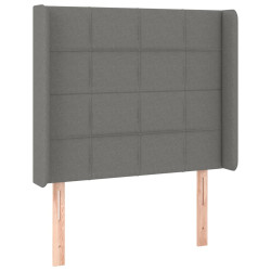 Zagłówek do łóżka z LED, ciemnoszary, 93x16x118/128 cm, tkanina