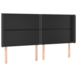 Zagłówek do łóżka z LED, czarny 163x16x118/128cm sztuczna skóra