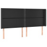 Zagłówek do łóżka z LED, czarny 163x16x118/128cm sztuczna skóra
