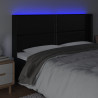 Zagłówek do łóżka z LED, czarny 163x16x118/128cm sztuczna skóra
