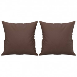 Poduszki ozdobne, 2 szt., brązowy, 40x40 cm, sztuczna skóra