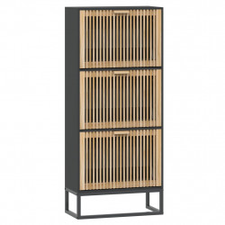 Szafka na buty, czarna, 52x25x120 cm, materiał drewnopochodny