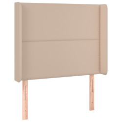 Zagłówek do łóżka z LED, cappuccino, 83x16x118/128 cm, ekoskóra