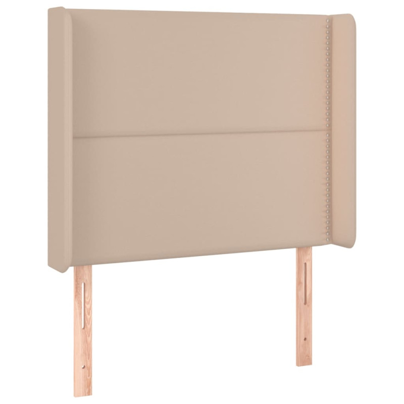 Zagłówek do łóżka z LED, cappuccino, 83x16x118/128 cm, ekoskóra
