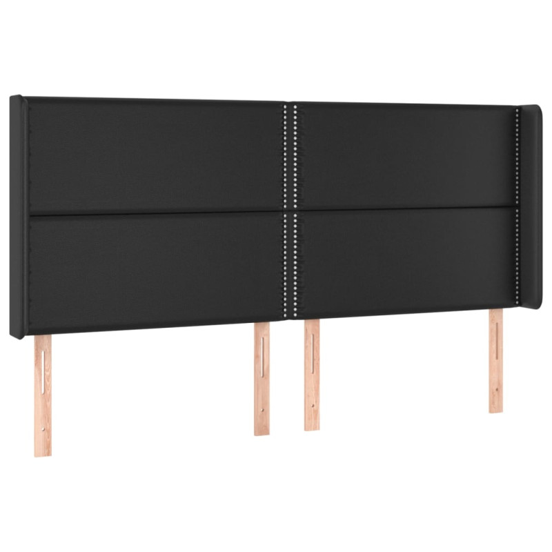 Zagłówek do łóżka z LED, czarny 183x16x118/128cm sztuczna skóra