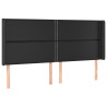 Zagłówek do łóżka z LED, czarny 183x16x118/128cm sztuczna skóra