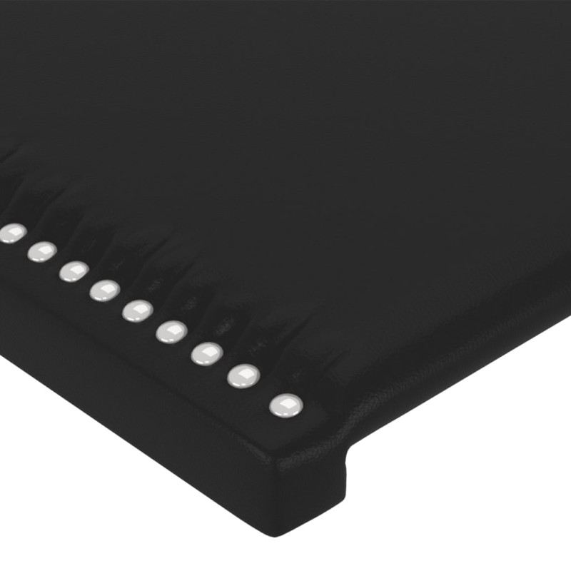 Zagłówek do łóżka z LED, czarny 183x16x118/128cm sztuczna skóra