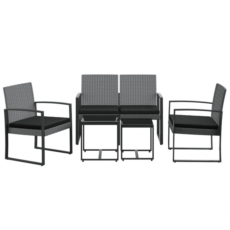 5-cz. zestaw mebli ogrodowych, poduszki, ciemnoszary, rattan PP