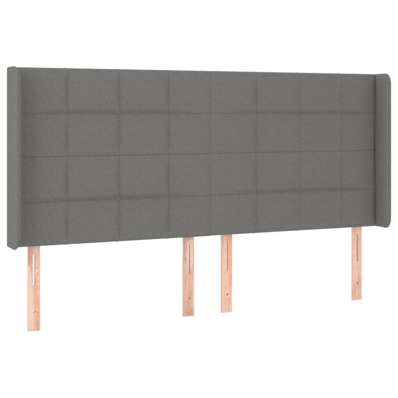 Zagłówek do łóżka z LED, ciemnoszary, 203x16x118/128cm, tkanina