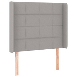 Zagłówek do łóżka z LED, jasnoszary, 103x16x118/128 cm, tkanina
