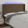 Zagłówek do łóżka z LED ciemnobrązowy 183x16x118/128 cm tkanina