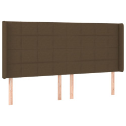 Zagłówek do łóżka z LED ciemnobrązowy 183x16x118/128 cm tkanina