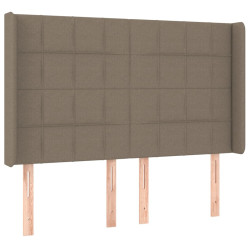 Zagłówek do łóżka z LED, taupe, 147x16x118/128 cm, tkanina