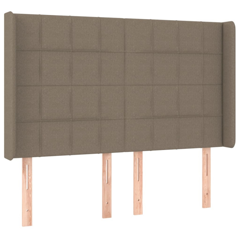 Zagłówek do łóżka z LED, taupe, 147x16x118/128 cm, tkanina