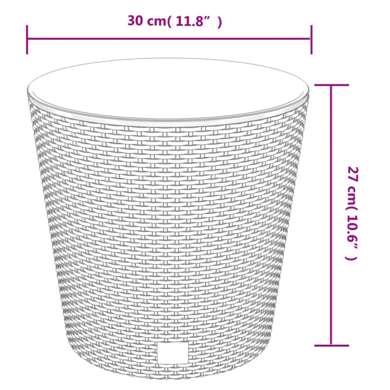 Donica z pojemnikiem wewnętrznym, antracyt, 15/15,3L, rattan PP