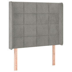 Zagłówek do łóżka z LED, jasnoszary, 83x16x118/128 cm, aksamit