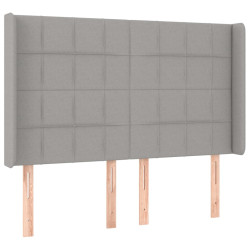Zagłówek do łóżka z LED, jasnoszary, 147x16x118/128 cm, tkanina
