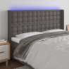 Zagłówek do łóżka z LED, szary, 203x16x118/128cm sztuczna skóra