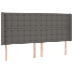 Zagłówek do łóżka z LED, szary, 203x16x118/128cm sztuczna skóra